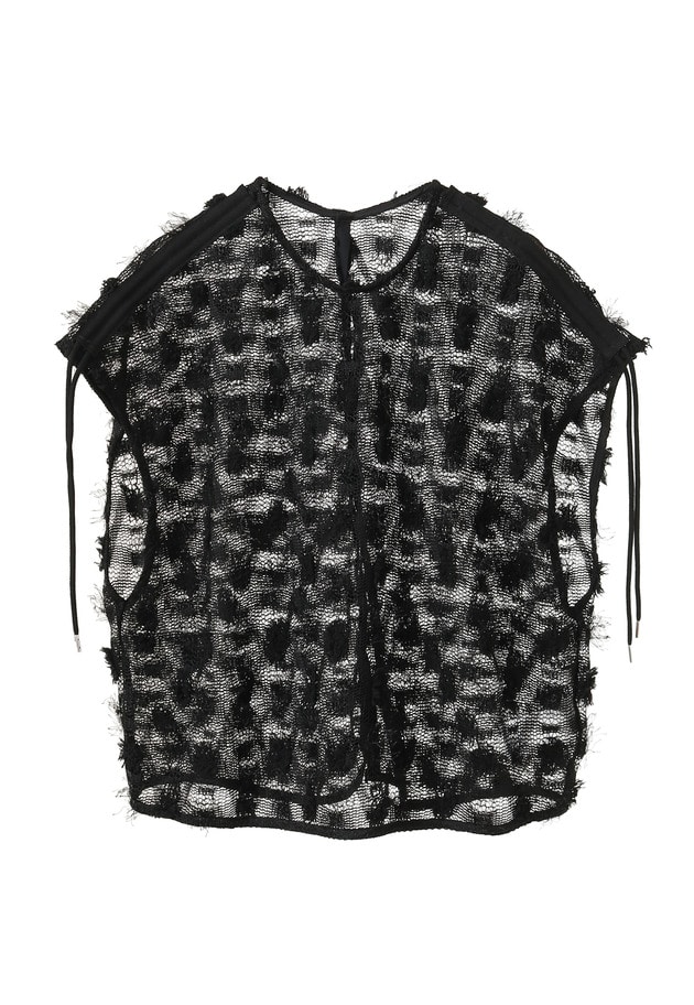 ＜near.nippon (ニアー ニッポン)＞ポップコーンレースドロストトップス 詳細画像 Black 13