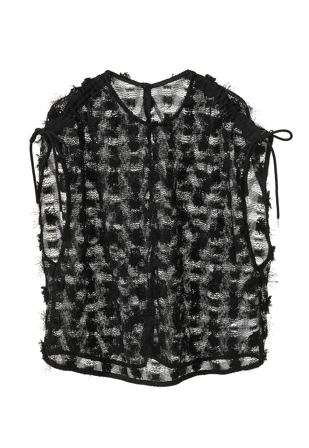 ＜near.nippon (ニアー ニッポン)＞ポップコーンレースドロストトップス 詳細画像 Black 6