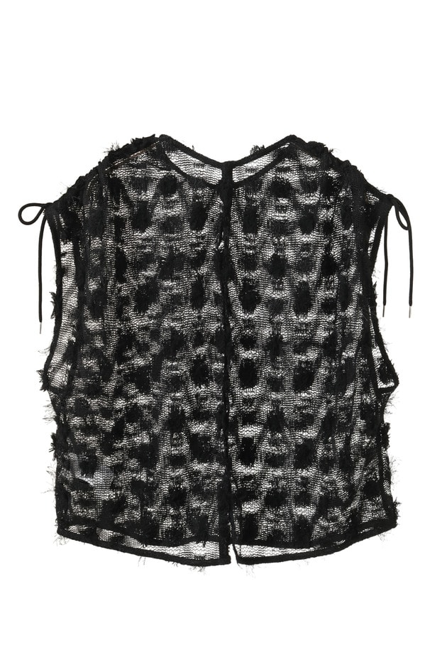 ＜near.nippon (ニアー ニッポン)＞ポップコーンレースドロストトップス 詳細画像 Black 7