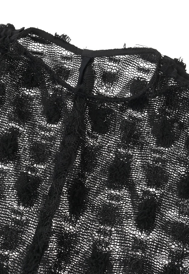 ＜near.nippon (ニアー ニッポン)＞ポップコーンレースドロストトップス 詳細画像 Black 8