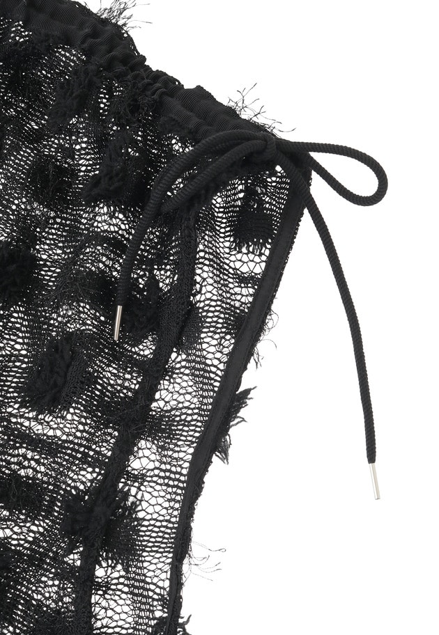 ＜near.nippon (ニアー ニッポン)＞ポップコーンレースドロストトップス 詳細画像 Black 9