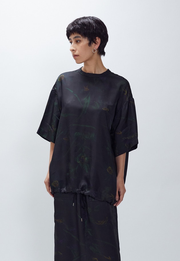＜near.nippon (ニアー ニッポン)＞ボタニカルプリント　オーバーTシャツ 詳細画像 Black 1