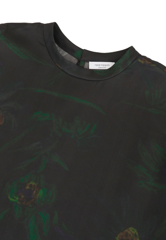 ＜near.nippon (ニアー ニッポン)＞ボタニカルプリント　オーバーTシャツ 詳細画像 Black 13