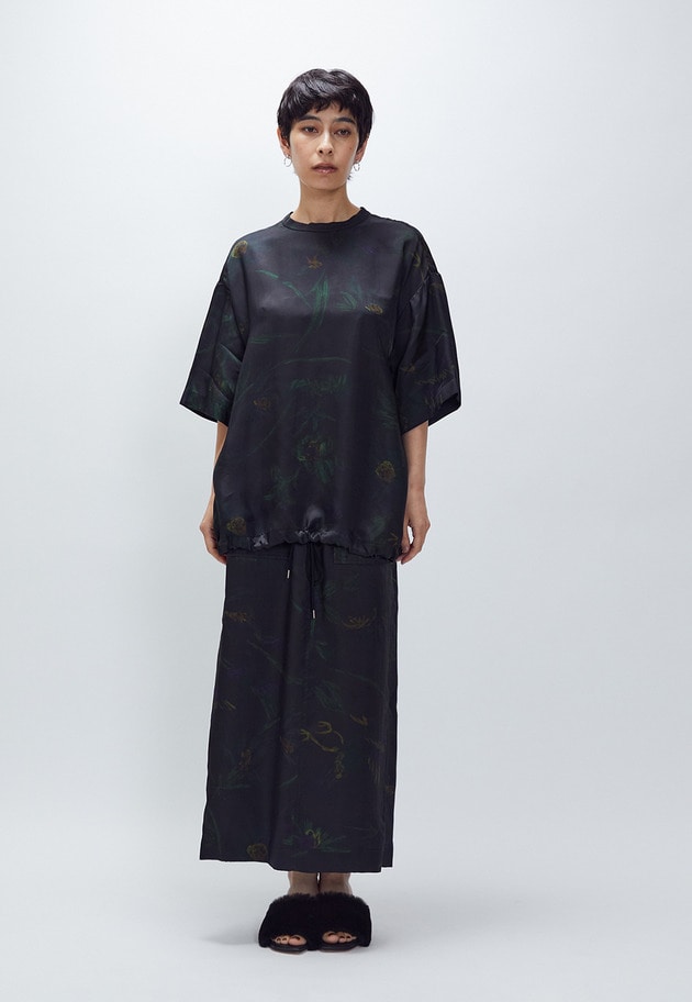 ＜near.nippon (ニアー ニッポン)＞ボタニカルプリント　オーバーTシャツ 詳細画像 Black 4