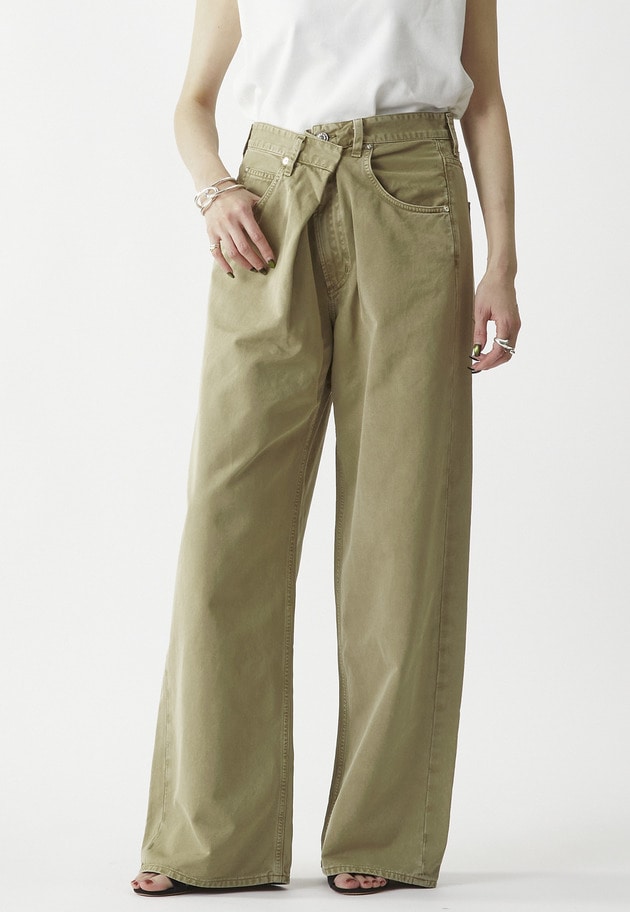 【予約】＜AGOLDE （エーゴールド―イー）＞“VANA FOLD JEAN”デニムパンツ（ベージュ） 詳細画像 Beige 1