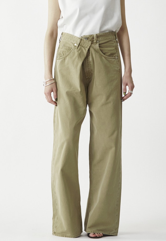 【予約】＜AGOLDE （エーゴールド―イー）＞“VANA FOLD JEAN”デニムパンツ（ベージュ） 詳細画像 Beige 2