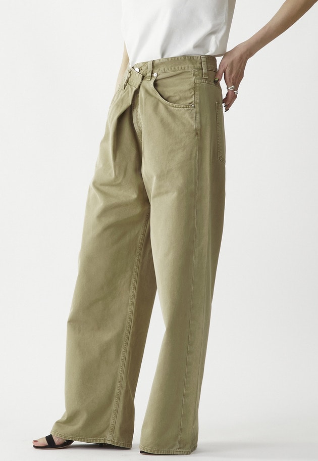 【予約】＜AGOLDE （エーゴールド―イー）＞“VANA FOLD JEAN”デニムパンツ（ベージュ） 詳細画像 Beige 4