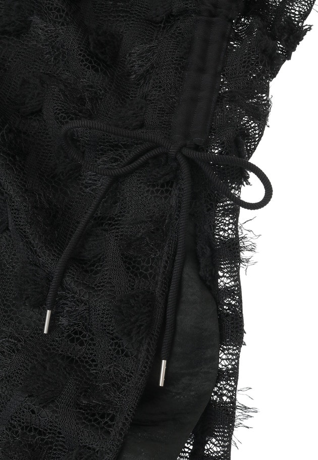 ＜near.nippon (ニアー ニッポン)＞ポップコーンレースドロストスカート 詳細画像 Black 11