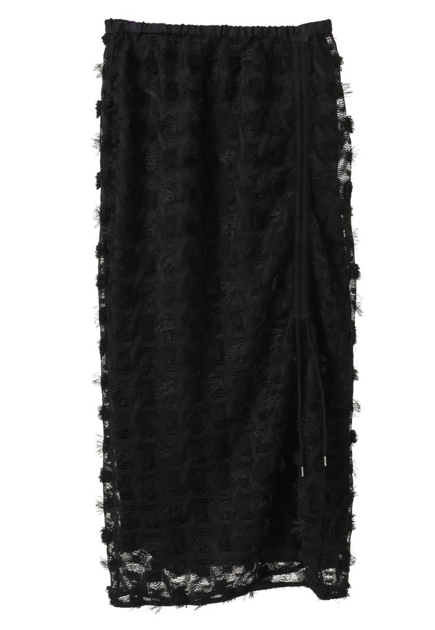 ＜near.nippon (ニアー ニッポン)＞ポップコーンレースドロストスカート 詳細画像 Black 13