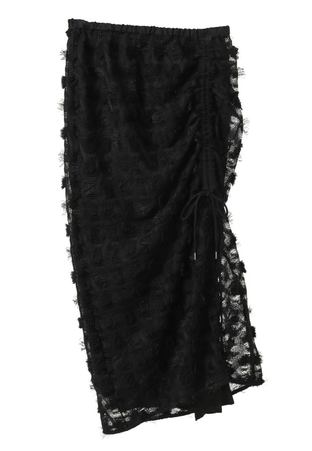 ＜near.nippon (ニアー ニッポン)＞ポップコーンレースドロストスカート 詳細画像 Black 6