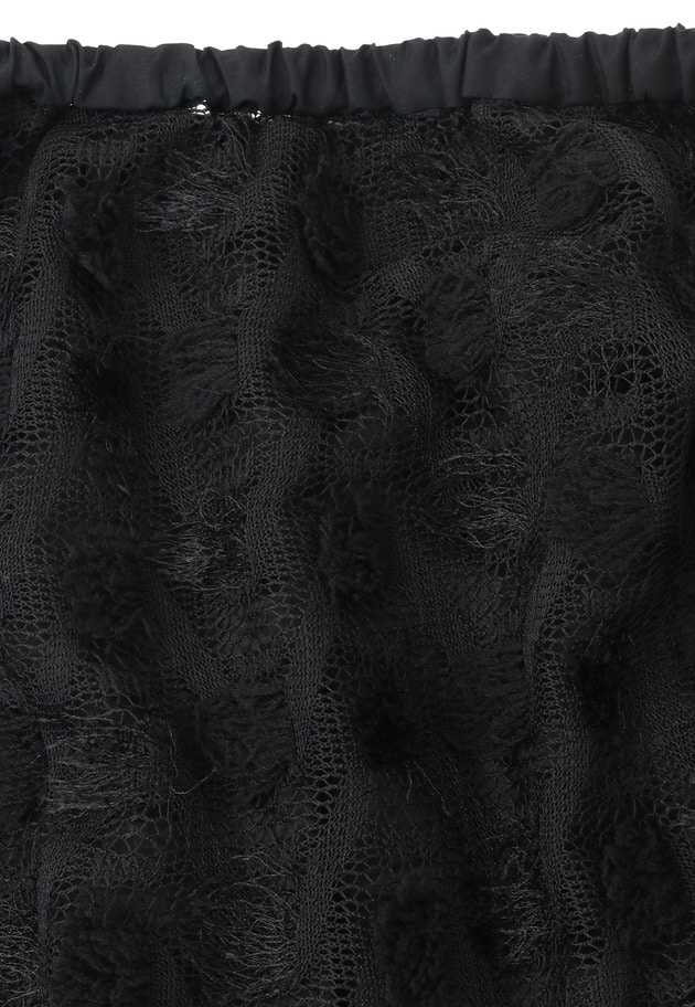 ＜near.nippon (ニアー ニッポン)＞ポップコーンレースドロストスカート 詳細画像 Black 8