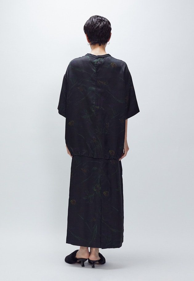 ＜near.nippon (ニアー ニッポン)＞ボタニカルプリント ロングスカート 詳細画像 Black 7