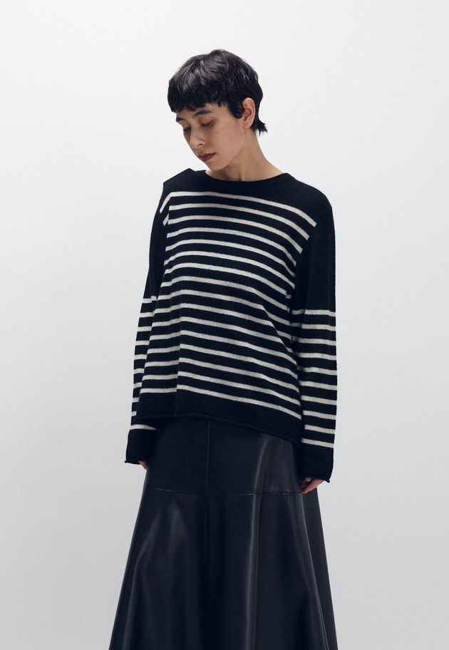 ＜COUTURE D'ADAM（クチュール ド アダム）＞フレンチボーダーニット 詳細画像 Black 1