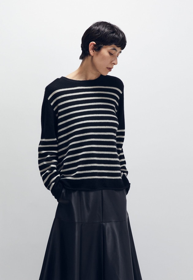 ＜COUTURE D'ADAM（クチュール ド アダム）＞フレンチボーダーニット 詳細画像 Black 2