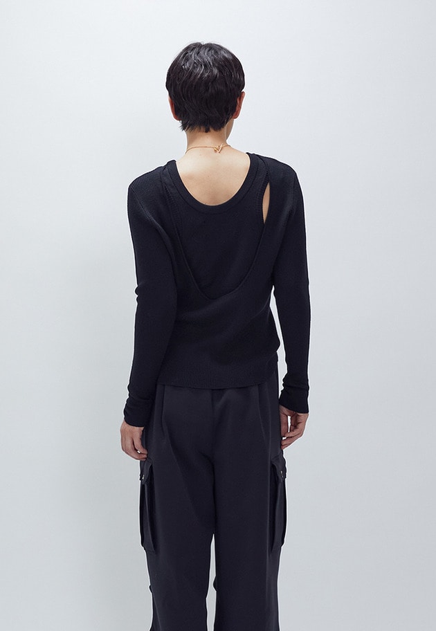 ＜LOWER（ローヴァー）＞14Gオープンバックニット 詳細画像 Black 3