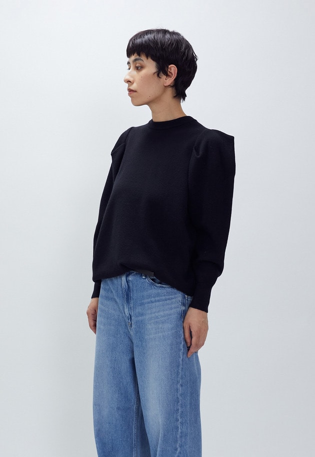 ＜LOWER（ローヴァー）＞14Gパワーショルダーニット 詳細画像 Black 1