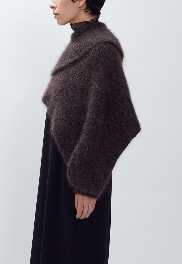 ＜near.nippon (ニアー ニッポン)＞ラメミックスキッドモヘアスリーブマフラージレ 詳細画像 Brown 3