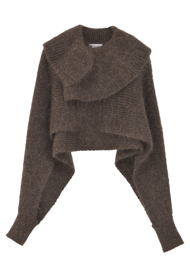 ＜near.nippon (ニアー ニッポン)＞ラメミックスキッドモヘアスリーブマフラージレ 詳細画像 Brown 7