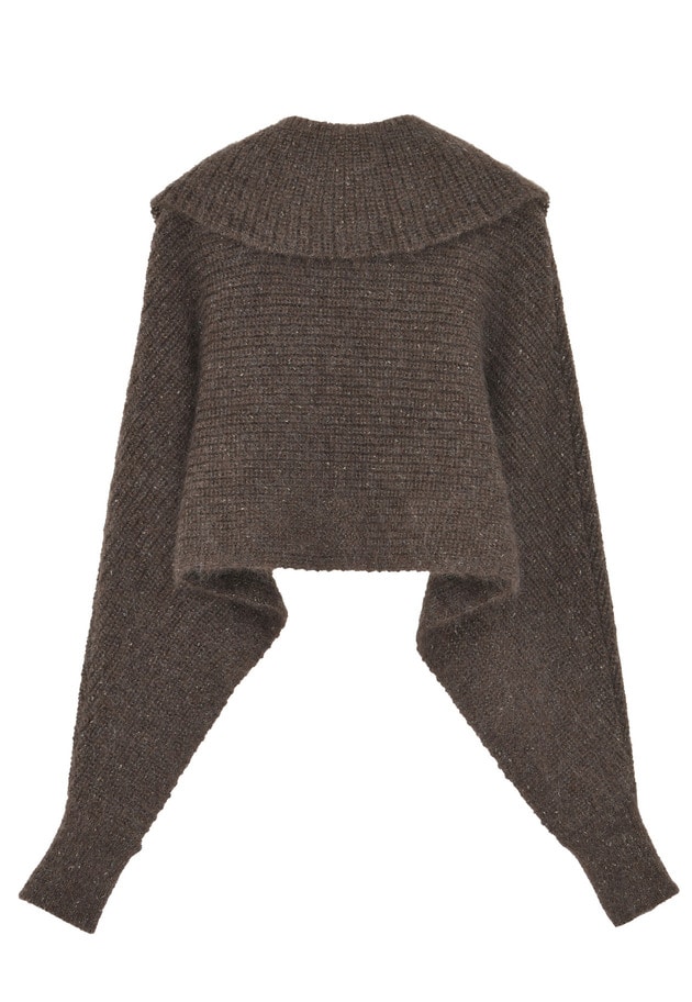 ＜near.nippon (ニアー ニッポン)＞ラメミックスキッドモヘアスリーブマフラージレ 詳細画像 Brown 8