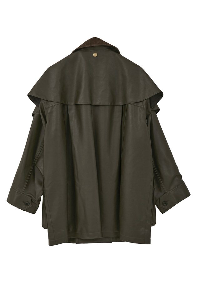 ＜SYSTEM（システム）＞レザーライク ケープジャケット 詳細画像 Dark brown 12