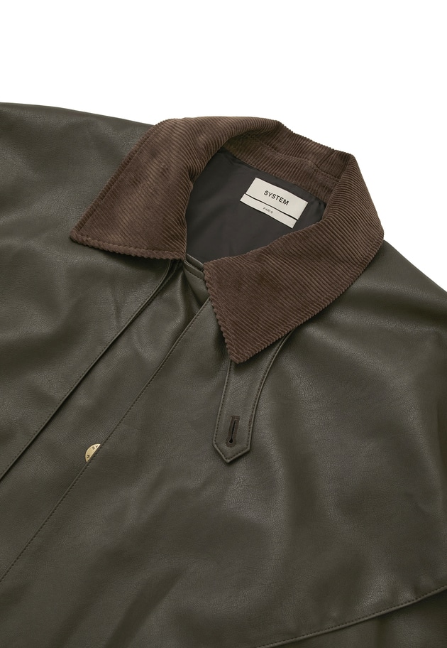 ＜SYSTEM（システム）＞レザーライク ケープジャケット 詳細画像 Dark brown 13