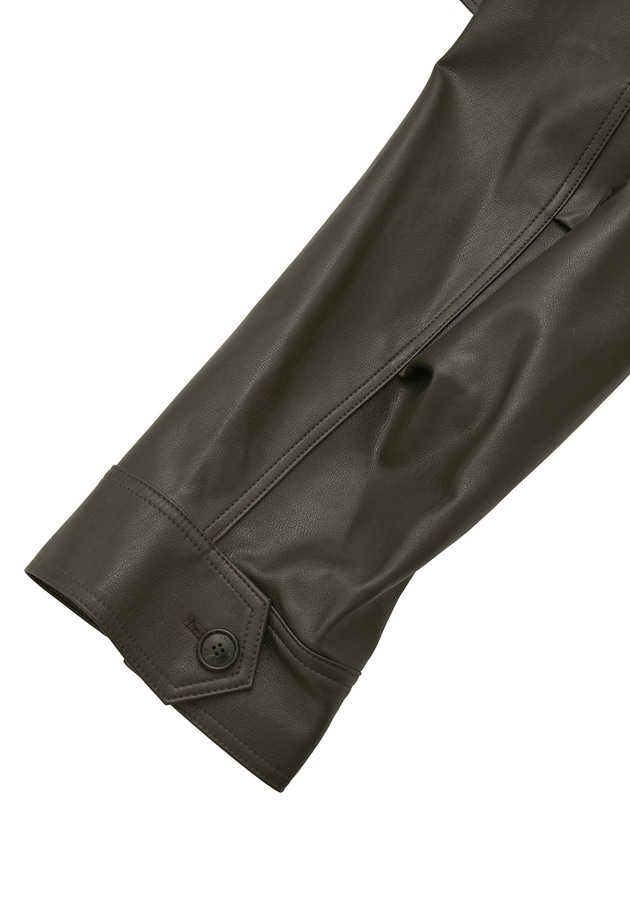 ＜SYSTEM（システム）＞レザーライク ケープジャケット 詳細画像 Dark brown 14