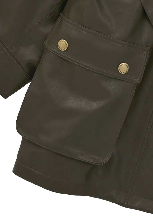 ＜SYSTEM（システム）＞レザーライク ケープジャケット 詳細画像 Dark brown 15