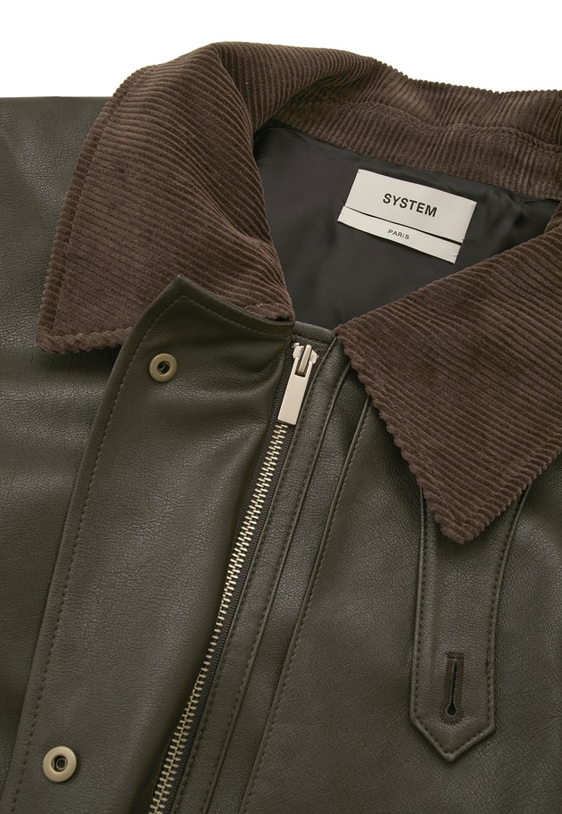 ＜SYSTEM（システム）＞レザーライク ケープジャケット 詳細画像 Dark brown 16