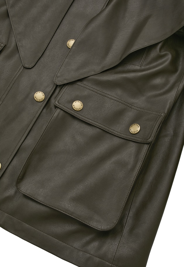 ＜SYSTEM（システム）＞レザーライク ケープジャケット 詳細画像 Dark brown 17