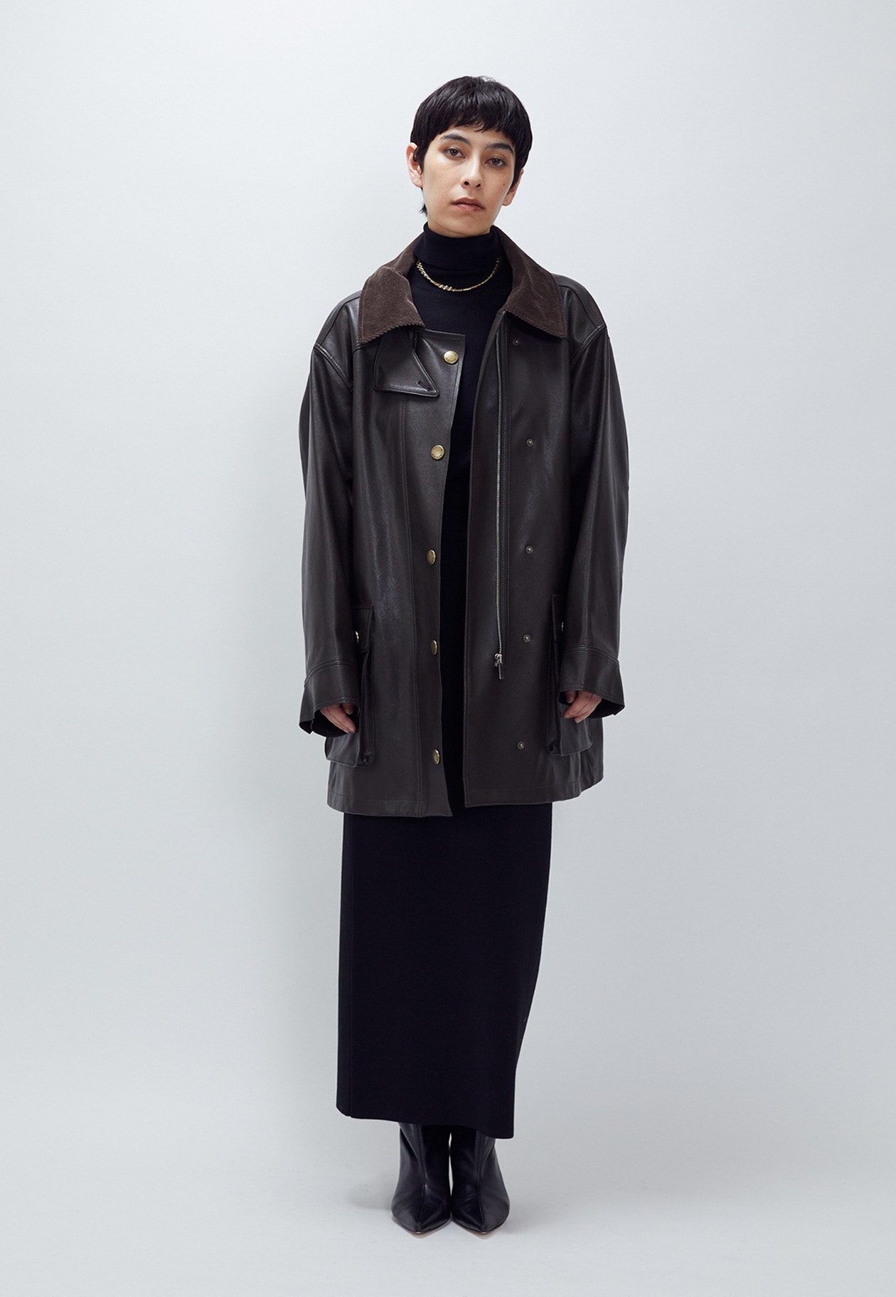 SYSTEM（システム）＞レザーライク ケープジャケット】｜1er