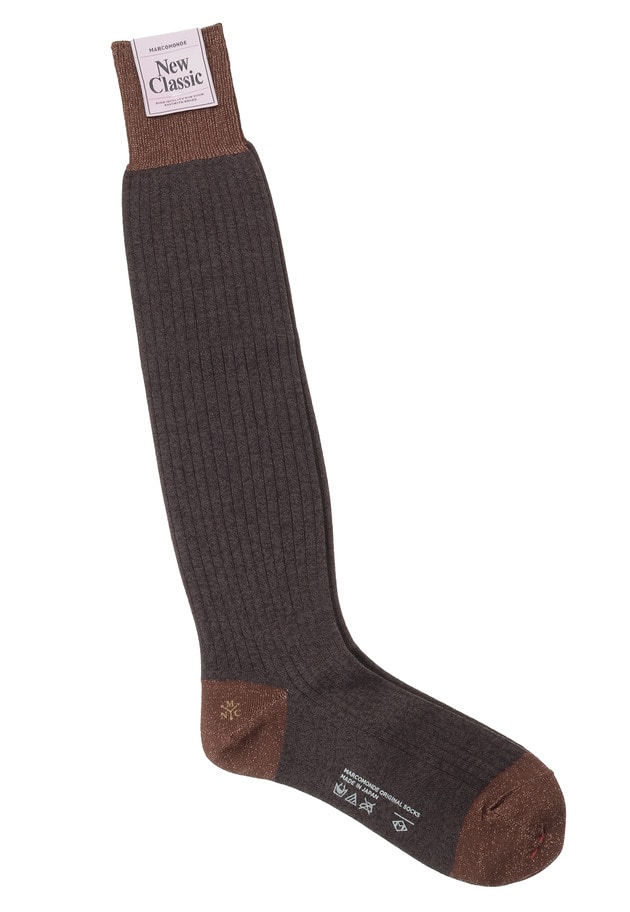 ＜MARCOMONDE（マルコモンド）＞グリッターハイソックス 詳細画像 Brown 4