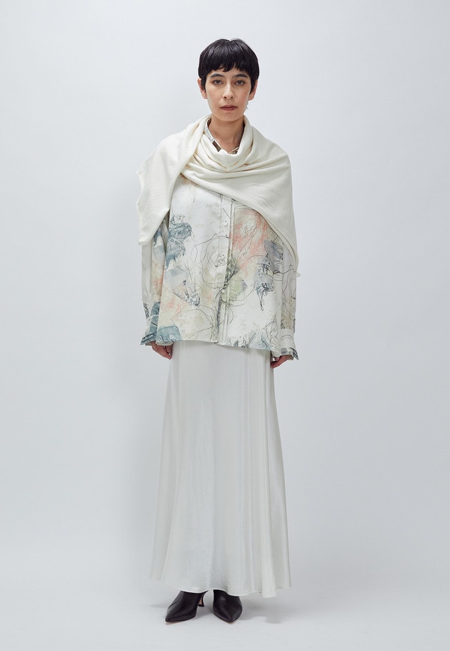 ＜THROW (スロー)＞スクエアスカーフ 詳細画像 White 3