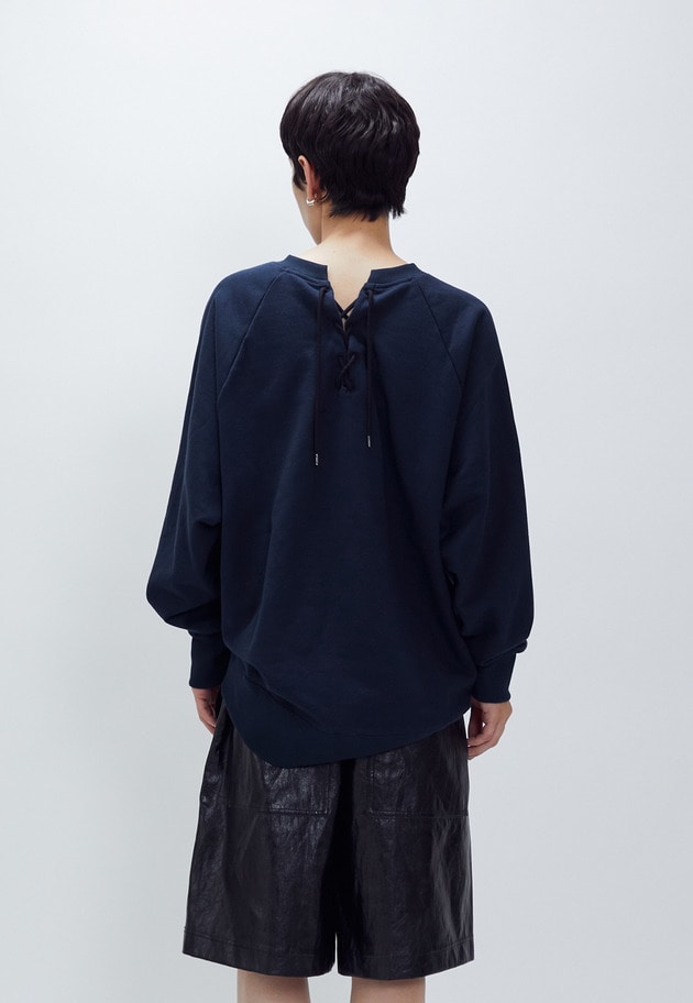 【WEB限定カラーあり】＜SOLto (ソルト)＞レースアップスウェット 詳細画像 Dark navy 4