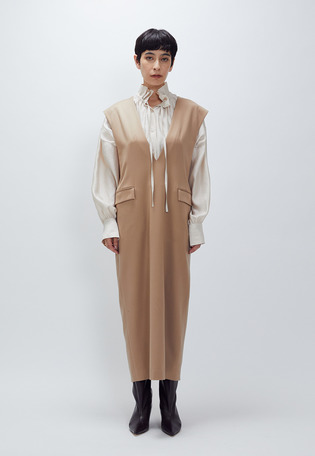 ウールサテンワンピース