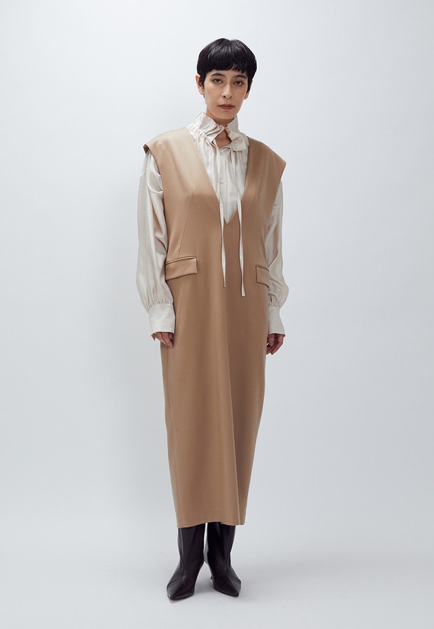 ウールサテンワンピース 詳細画像 Beige 2