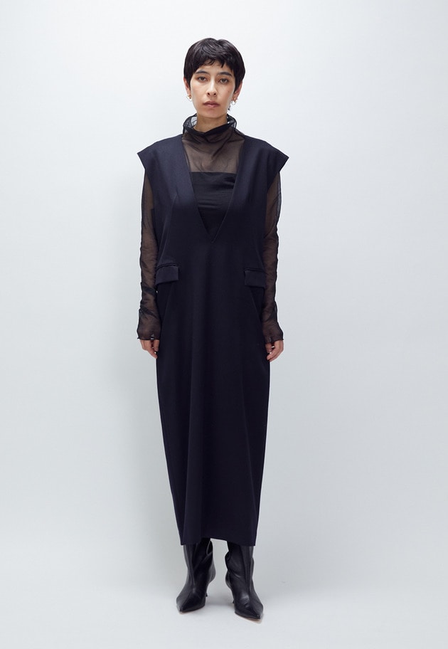 ウールサテンワンピース 詳細画像 Navy 2