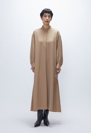 ウールサテンシャツワンピース