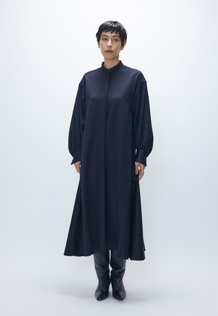 ウールサテンシャツワンピース