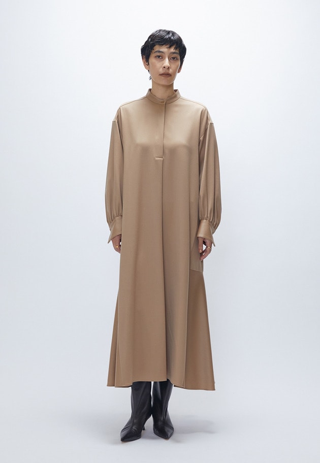 ウールサテンシャツワンピース 詳細画像 Beige 1