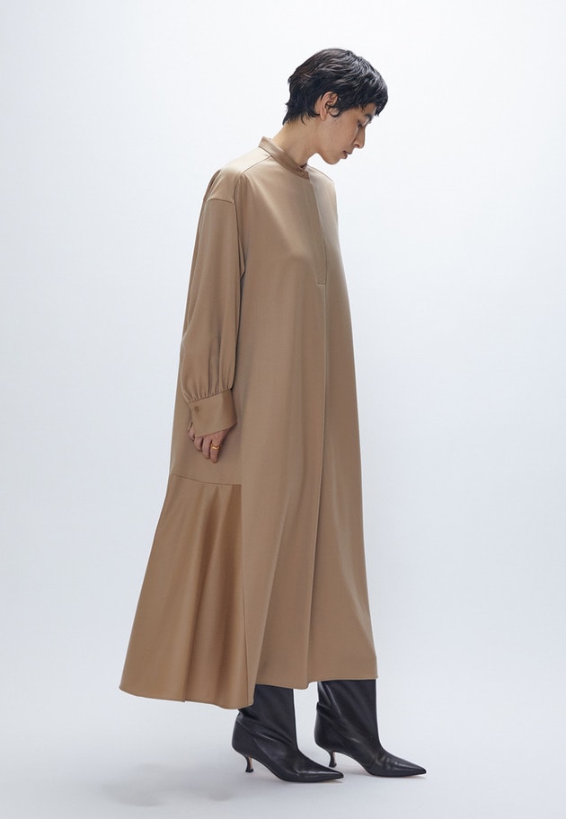 ウールサテンシャツワンピース 詳細画像 Beige 2