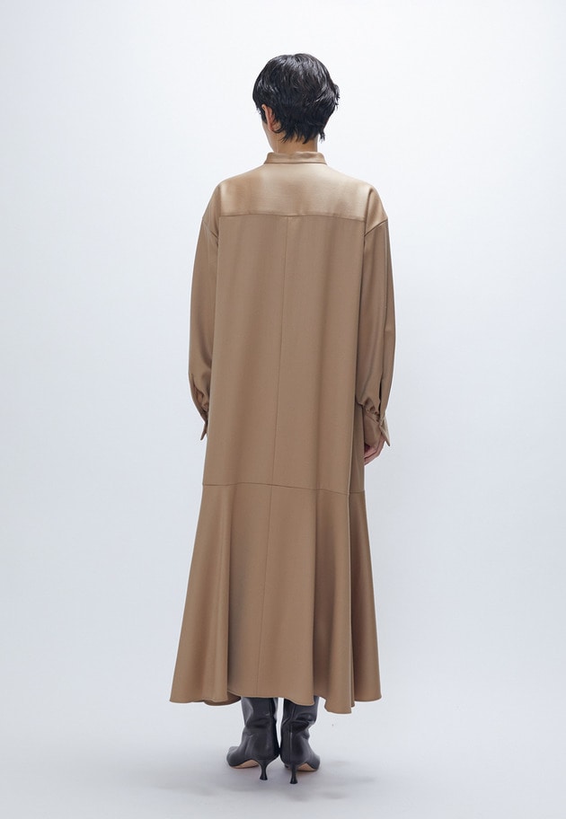 ウールサテンシャツワンピース 詳細画像 Beige 3