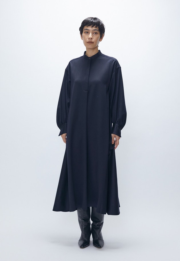 ウールサテンシャツワンピース 詳細画像 Navy 1