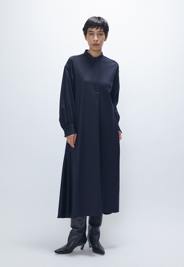 ウールサテンシャツワンピース 詳細画像 Navy 2