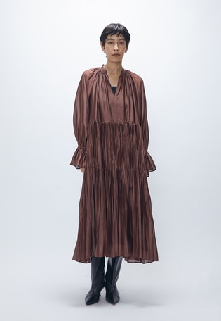 ティアード手絞りプリーツワンピース