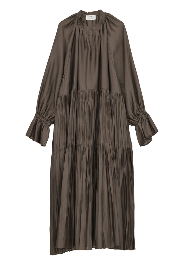 ティアード手絞りプリーツワンピース 詳細画像 Khaki 11