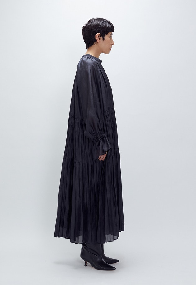ティアード手絞りプリーツワンピース 詳細画像 Black 3
