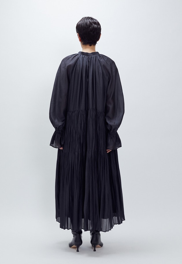 ティアード手絞りプリーツワンピース 詳細画像 Black 5