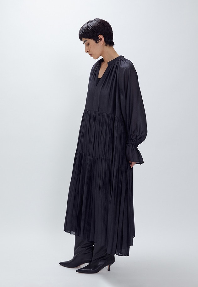ティアード手絞りプリーツワンピース 詳細画像 Black 6