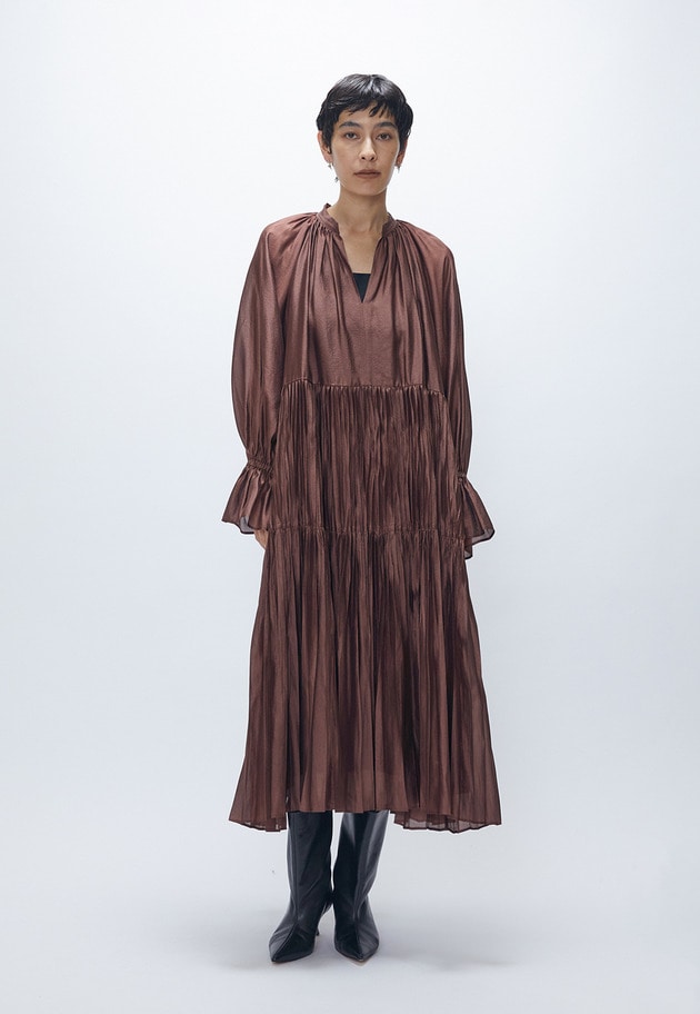 ティアード手絞りプリーツワンピース 詳細画像 WEB限定Brown 1