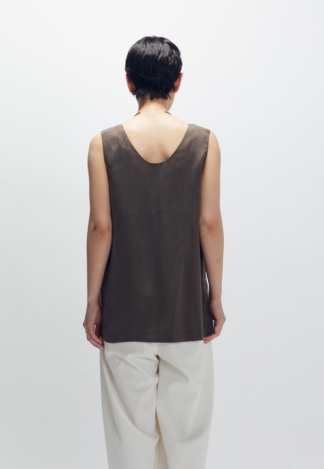 【新色追加2】キュプラフィブリルタンクトップ 詳細画像 Brown 2